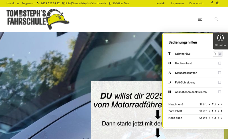 Bereich unter dem großen Bild