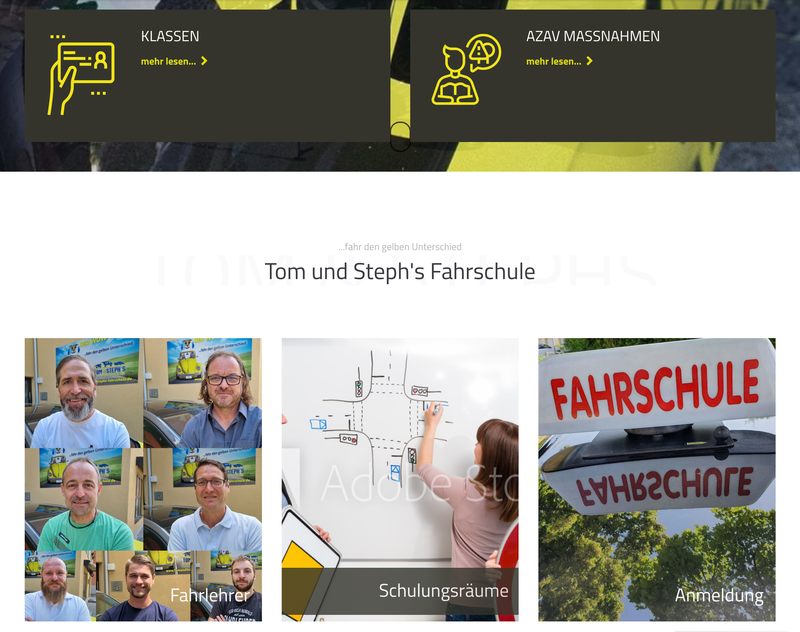 Bereich unter dem großen Bild