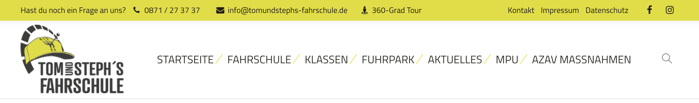 Die Navigation ganz oben